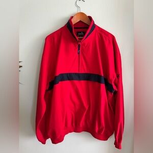 Ashworth Red and Black Quarter-Zip Bomber Pullover